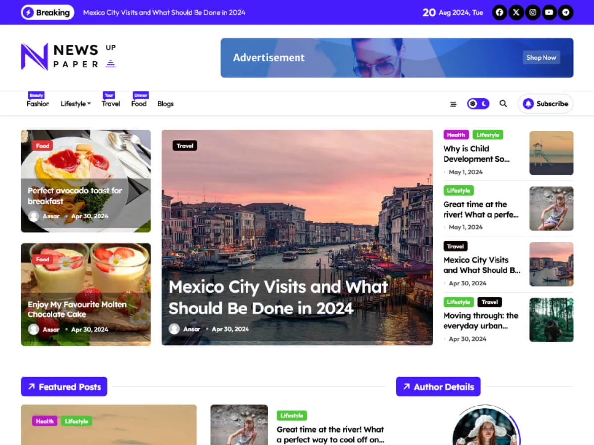 Newspaperup Free Magazine & Blog WordPress Theme